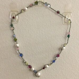 2/$15 Item 9 Necklace 17 inches handmade beaded with faux pearls and crystal